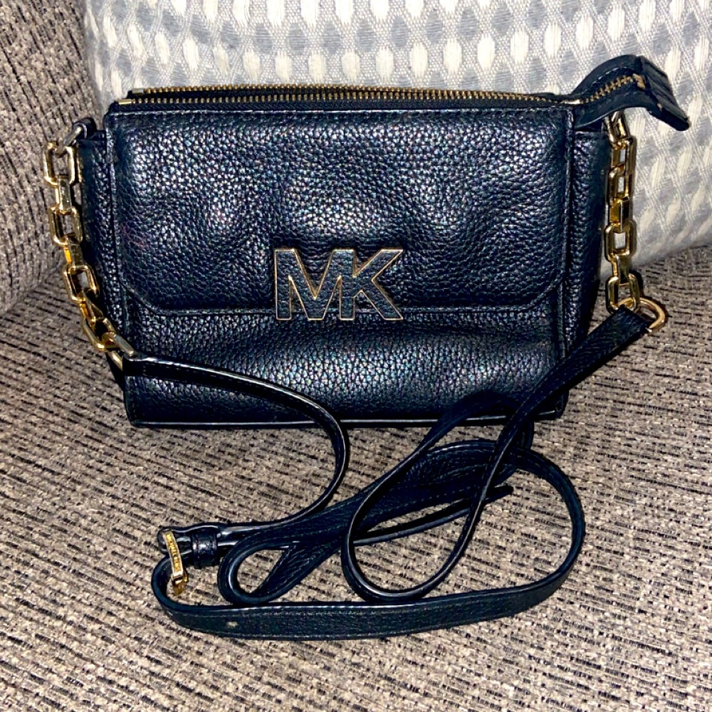 Michael Kors Navy Crossbody Bag with Gold Accents